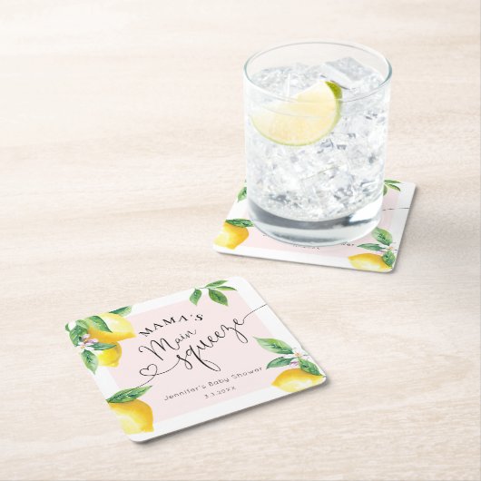 Rosa Zitronenmarmelade Hauptpresse Babydusche Serv Rechteckiger Pappuntersetzer (Vor Ort)