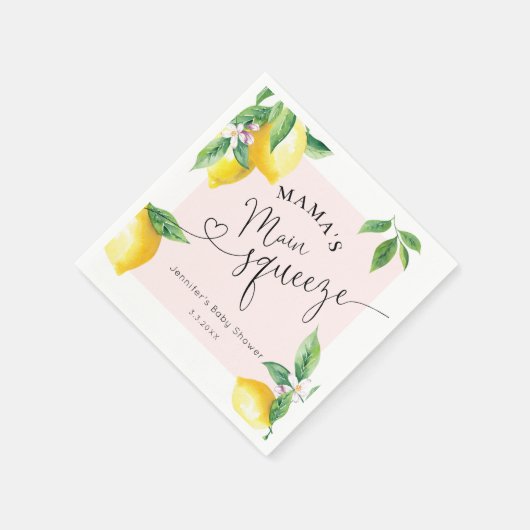 Rosa Zitronenmarmelade Hauptpresse Babydusche Serv Serviette (Ecke)