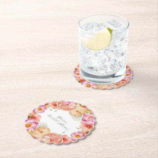 Rosa Zitrusfrüchte Blume Untersetzer (Vor Ort)