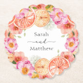 Rosa Zitrusfrüchte Blume Untersetzer (Vorderseite)