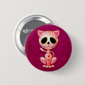Rosa Zombie-Zuckerkätzchen Button (Vorne & Hinten)