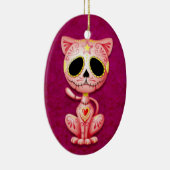 Rosa Zombie-Zuckerkätzchen Keramikornament (Rechts)
