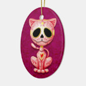 Rosa Zombie-Zuckerkätzchen Keramikornament (Links)
