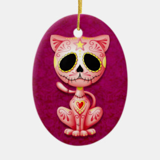 Rosa Zombie-Zuckerkätzchen Keramikornament