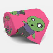 Rosa Zombies Krawatte (Gerollt)