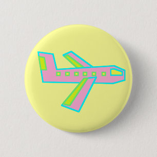 Rosa Zooper Flugzeug Button