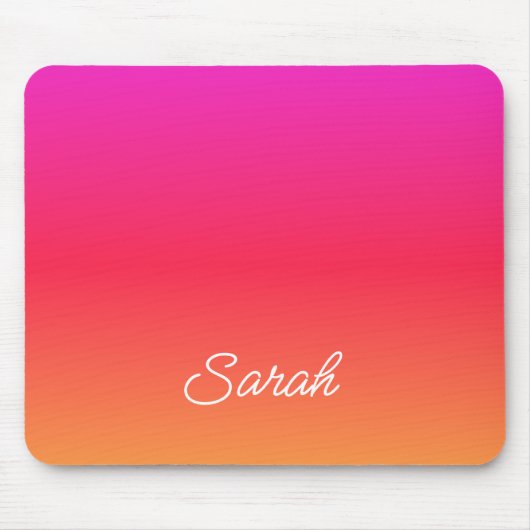 Rosa zu Orange Moderner Farbverlauf Name Mousepad (Vorne)