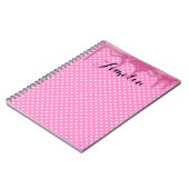 Rosa Zuckerguss auf Polka Dots Notizblock (Linke Seite)