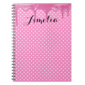 Rosa Zuckerguss auf Polka Dots Notizblock (Vorderseite)
