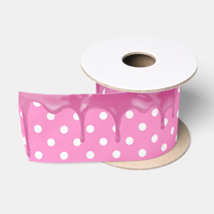 Rosa Zuckerguss auf Polka Dots Satinband