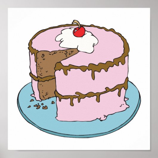 Rosa Zuckerguss Schokoladenkuchen Poster (Vorne)