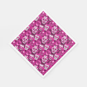 Rosa Zuckerschädel-Blumenmuster Serviette (Ecke)