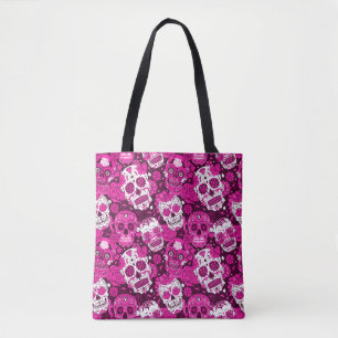 Rosa Zuckerschädel-Blumenmuster Tasche