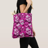 Rosa Zuckerschädel-Blumenmuster Tasche (Von Nahem)