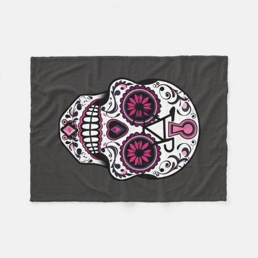 Rosa Zuckerschädel, Tag der Toten Fleecedecke (Vorderseite (Horizontal))