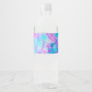 Rosa Zuckerwatte & Blau Wasserfarben-Waschung Wasserflaschenetikett
