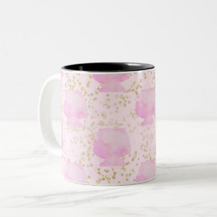 Rosa Zuckerwatte & Gold Glitter Süße Trendige Mädc Zweifarbige Tasse