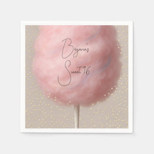 Rosa Zuckerwatte Gold Konfetti Geburtstagsfeier Serviette