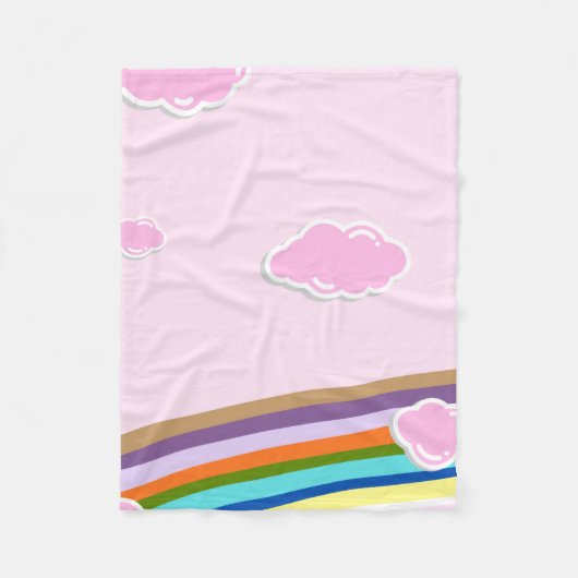 rosa Zuckerwatte-Himmel mit Regenbogen Fleecedecke (Vorderseite)