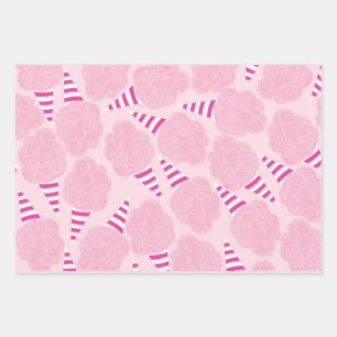 Rosa Zuckerwatte-Muster Geschenkpapier Set