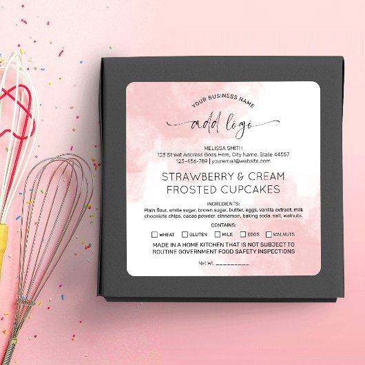 Rosa Zuhause Bakery Hütte gesetzliche Bestandteile Quadratischer Aufkleber