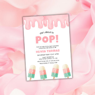 Rosa zum Pop Eiscreme Babydusche Einladung