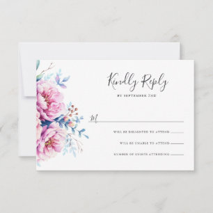 Rosa Zunge Watercolor Floral RSVP Card