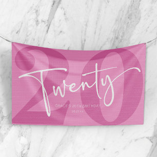 Rosa Zwanzig 20. Zwanzigster Geburtstagsparty Banner