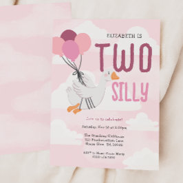 Rosa Zwei Alberne Gänse 2. Geburtstag Einladung