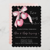 Rosa Zwei Beeren - Zwillinge Custom Birthday Einla Einladung (Vorne/Hinten)