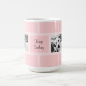 Rosa Zwei Foto Modernes Square Design Funny Dog Kaffeetasse (Mittel)