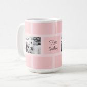 Rosa Zwei Foto Modernes Square Design Funny Dog Kaffeetasse (Vorderseite Links)