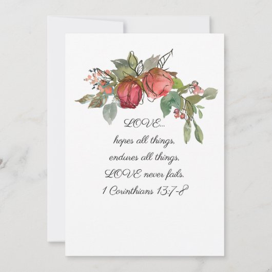 Rosa Zwei Rose Grüne Christliche Hochzeit Einladung (Rückseite)