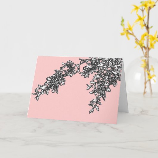 Rosa Zweige Karte (Gelbe Blume)