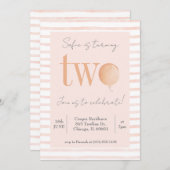 Rosa zweite Geburtstagseinladung Einladung (Vorne/Hinten)