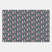 Rosa Zwerge und Rentiermuster Geschenkpapier Set (Vorderseite)