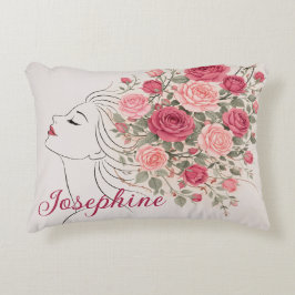 Rosaangepasste rosa Rosen-Blumen-Haar-Frau elegant Dekokissen