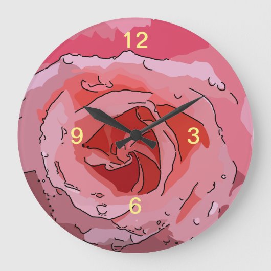 RosaCartoon Große Wanduhr (Vorderseite)
