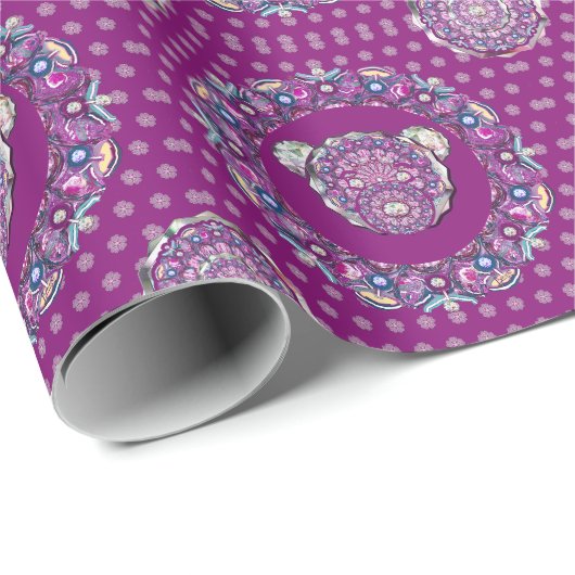 Rosace blau oder rot für baby&child geschenkpapier (Rolleneckpunkt)