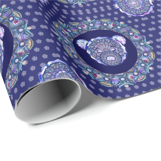 Rosace blau oder rot für baby&child geschenkpapier (Rolleneckpunkt)