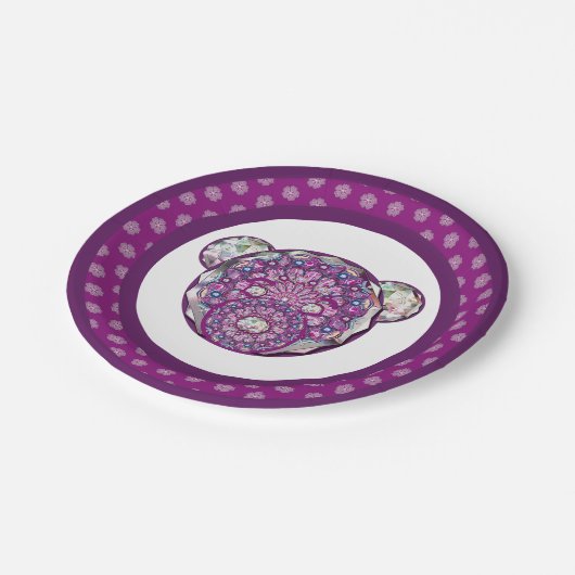 Rosace blau oder rot für baby&child pappteller (Schrägansicht)