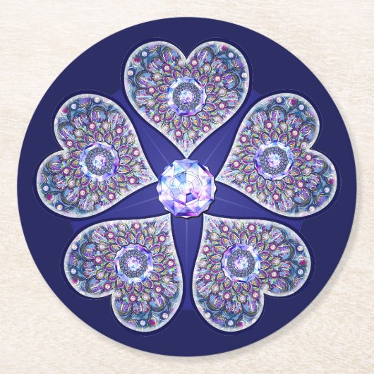 Rosace blau oder rot für baby&child runder pappuntersetzer (Vorderseite)