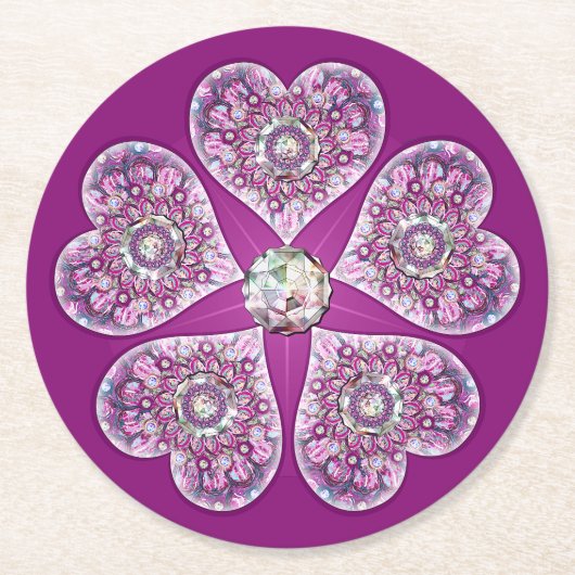 Rosace blau oder rot für baby&child runder pappuntersetzer (Vorderseite)