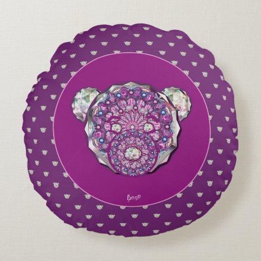 Rosace blau oder rot für baby&child rundes kissen (Vorderseite)