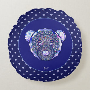 Rosace blau oder rot für baby&child rundes kissen