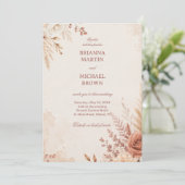 Rosafarben Elegant Rustikal Botanisch Einladung (Stehend Vorderseite)