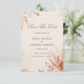 Rosafarben Elegant Rustikal Botanisch Save The Date (Stehend Vorderseite)