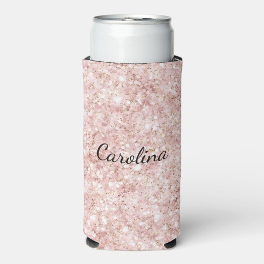 Rosafarben Glitzernder Glitter Selters Dosenkühler (Seltzer Vorderseite)