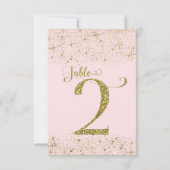 Rosafarben Gold Glitter Tischkarten Nummer 2 Einladung (Rückseite)
