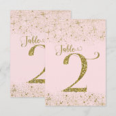 Rosafarben Gold Glitter Tischkarten Nummer 2 Einladung (Vorne/Hinten)